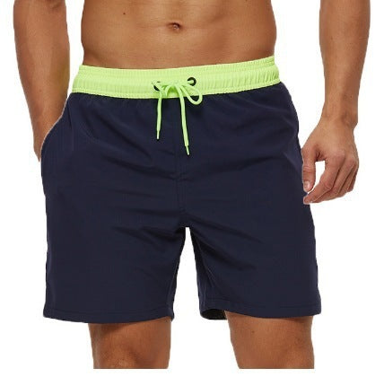 Image of Men's Stitching Waist Headband Pocket Zipper Drawstring Shorts