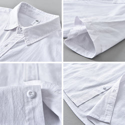 Image of Summer Menswear Casual Short-sleeved Cotton Shirt