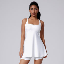 Image of Anti-exposure Base Outdoor Running Fitness Two-piece Set Nude Feel Sports Dress