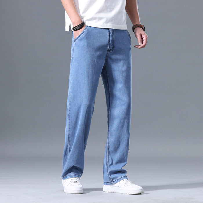 Image of Lyocell Jeans Men's Loose Straight Casual