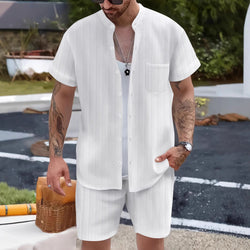 Image of Men's Shirt Casual Henry Collar Pocket