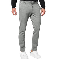 Image of Men's Chino Slim-fit Solid Color Stretch Pleated Tapered Casual Pants