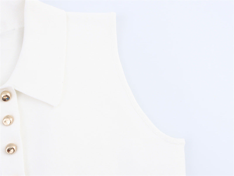 Image of Short Skirt Hem Knitted Vest Top