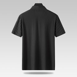 Image of Men's Plus-sized Plus Size Fashion Casual Square Collar Striped Ice Silk Shirt
