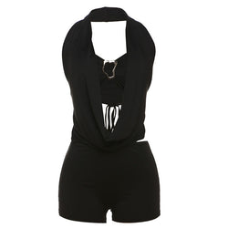 Image of Halter Top Skinny Short Suit Women