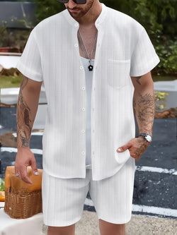 Image of Men's Shirt Casual Henry Collar Pocket