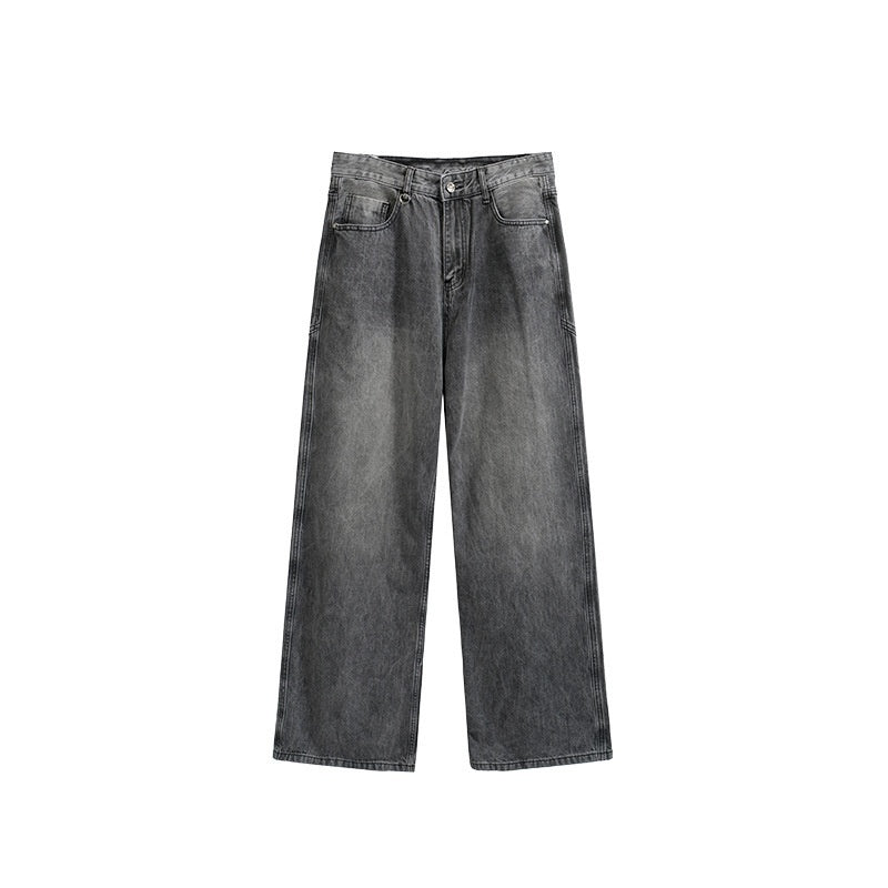 Image of Washed Cut Wide Leg Jeans Men