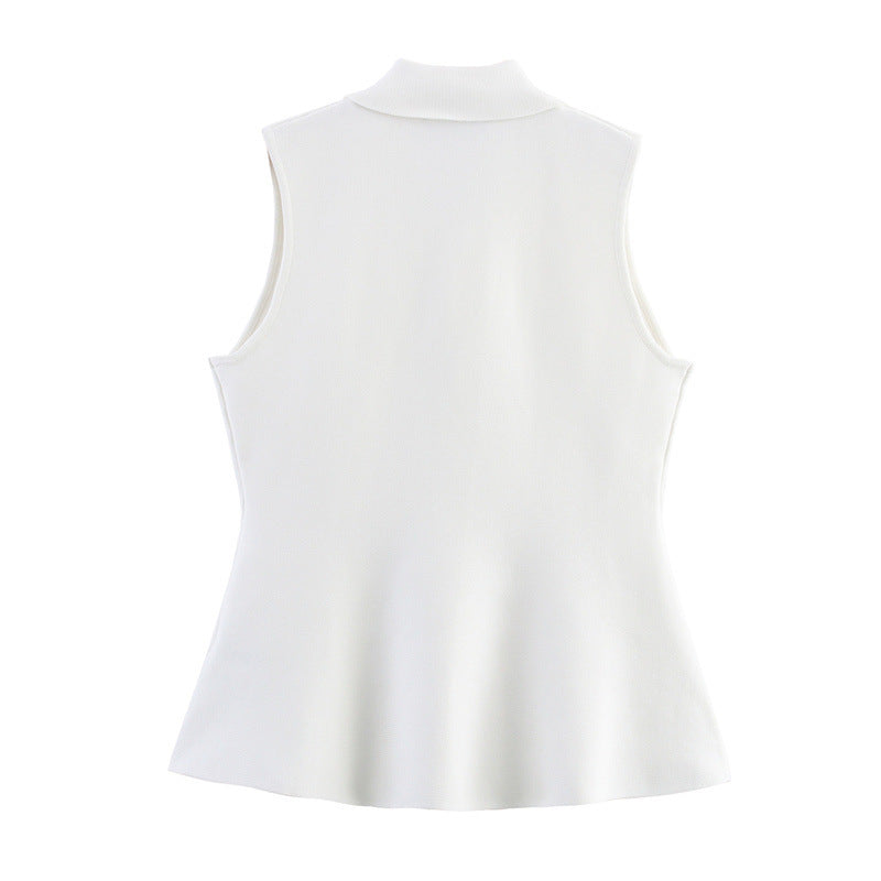 Image of Short Skirt Hem Knitted Vest Top