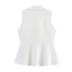 Image of Short Skirt Hem Knitted Vest Top