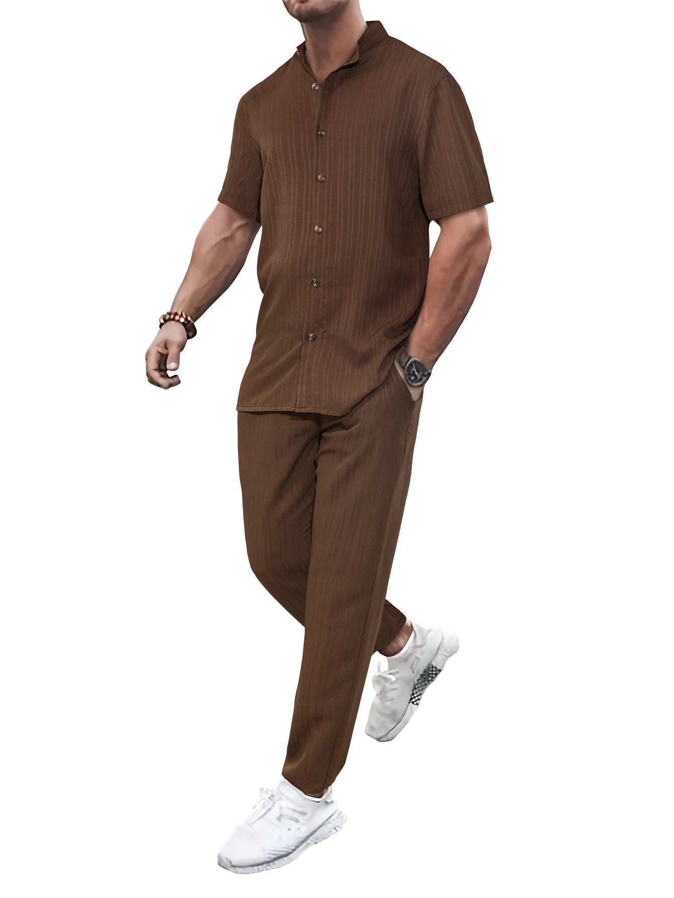 Image of European And American Men's Casual Short-sleeved Two-piece Suit