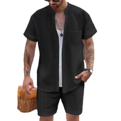 Image of Men's Shirt Casual Henry Collar Pocket