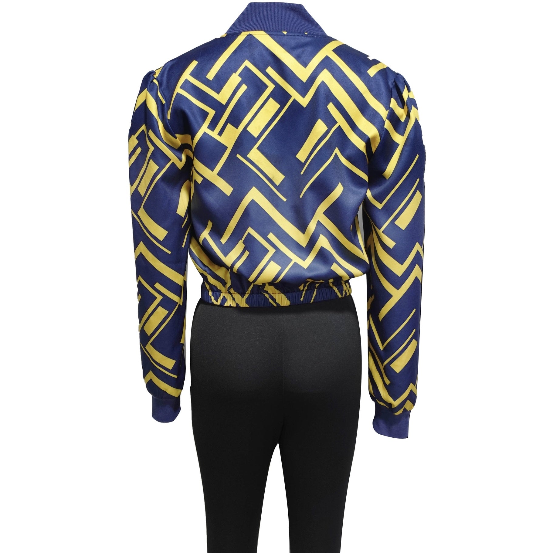 Image of Women's V-neck Zipper Trendy Digital Print Long Sleeved Sweatshirt Jacket Long Pants Set