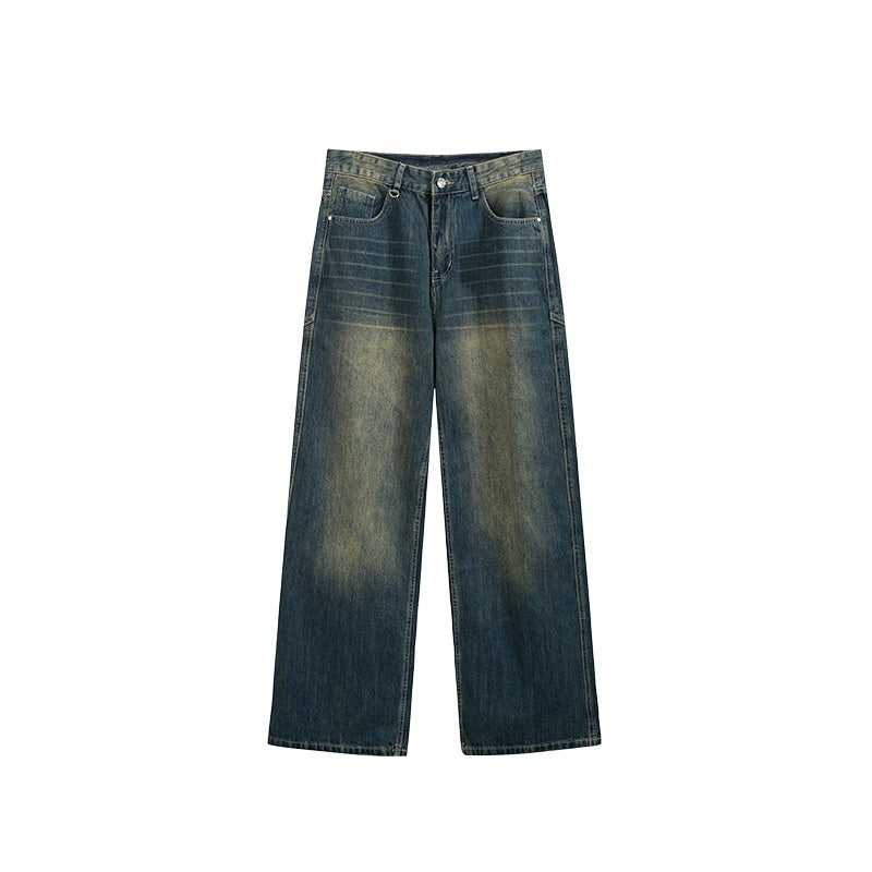 Image of Washed Cut Wide Leg Jeans Men