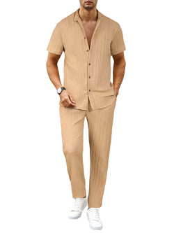 Image of European And American Men's Casual Short-sleeved Two-piece Suit