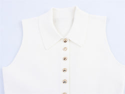Image of Short Skirt Hem Knitted Vest Top
