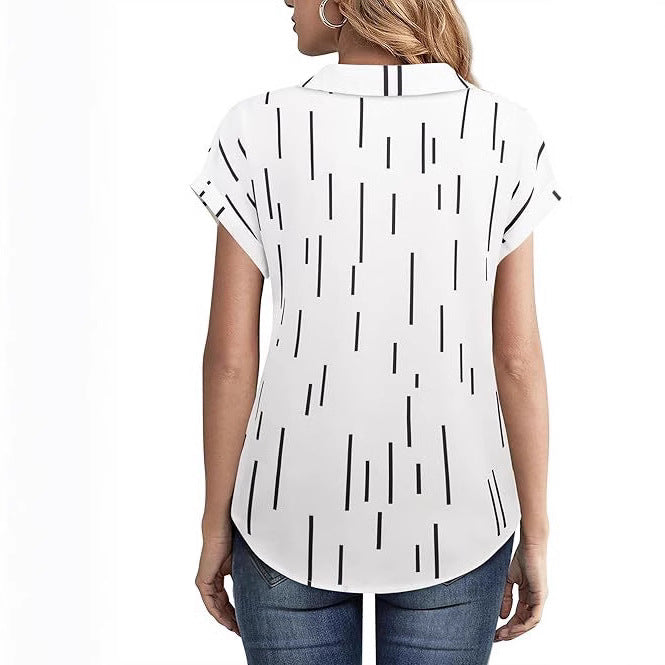 Image of Casual All-matching Fashion Trend Stripes Women's Shirt Top