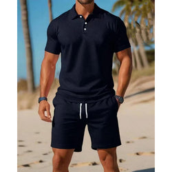 Image of Men's Summer Casual Sports All-matching Slim Fit Short-sleeved Polo Shirt Shorts
