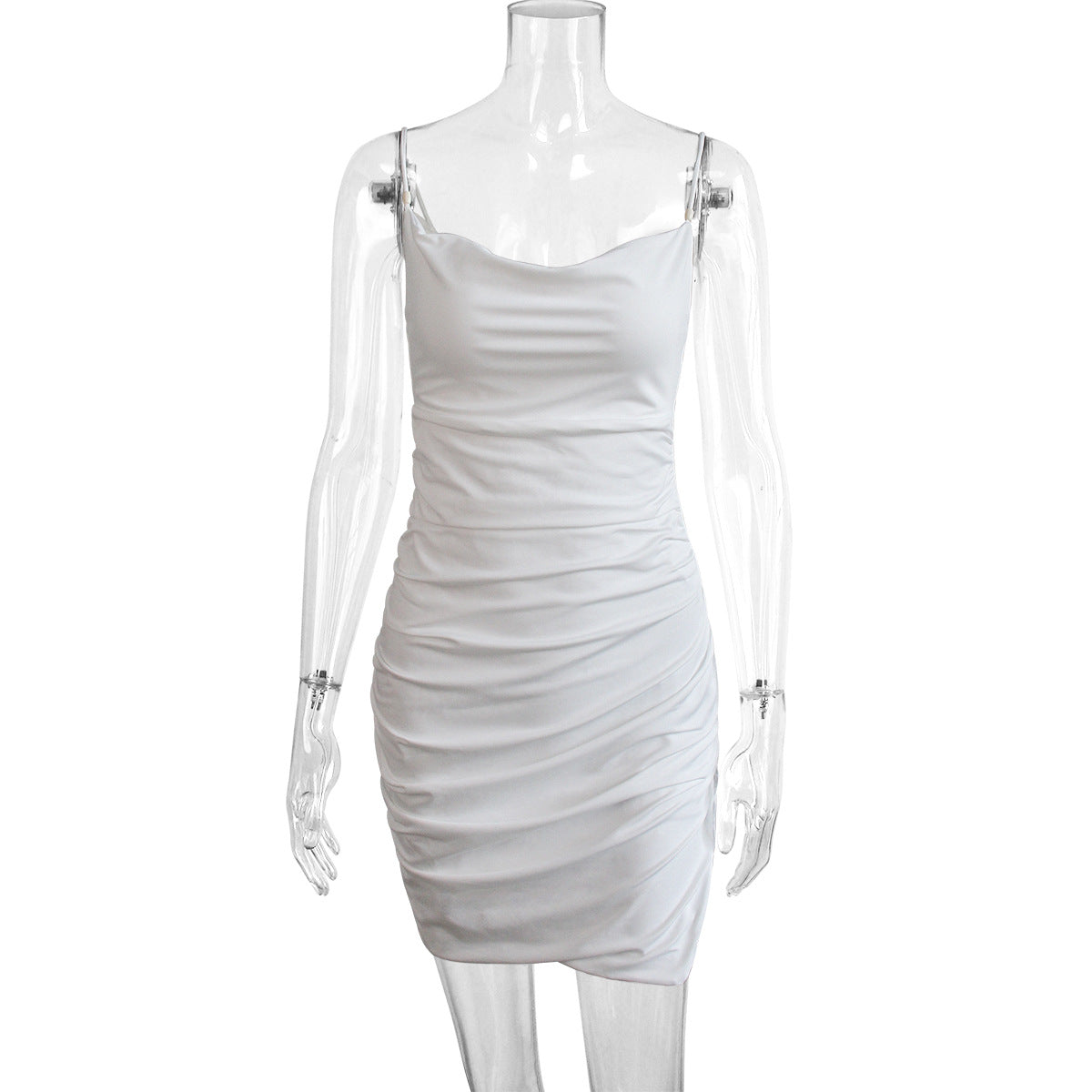 Image of Oval Bead Sling Dress Sexy Low Cut Side Slit