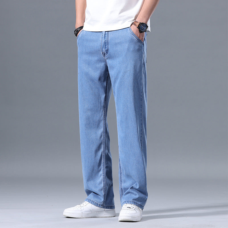 Image of Lyocell Jeans Men's Loose Straight Casual