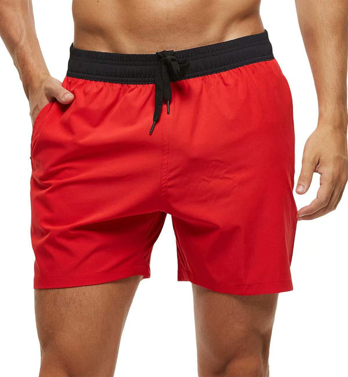 Image of Men's Stitching Waist Headband Pocket Zipper Drawstring Shorts