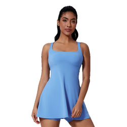 Image of Anti-exposure Base Outdoor Running Fitness Two-piece Set Nude Feel Sports Dress