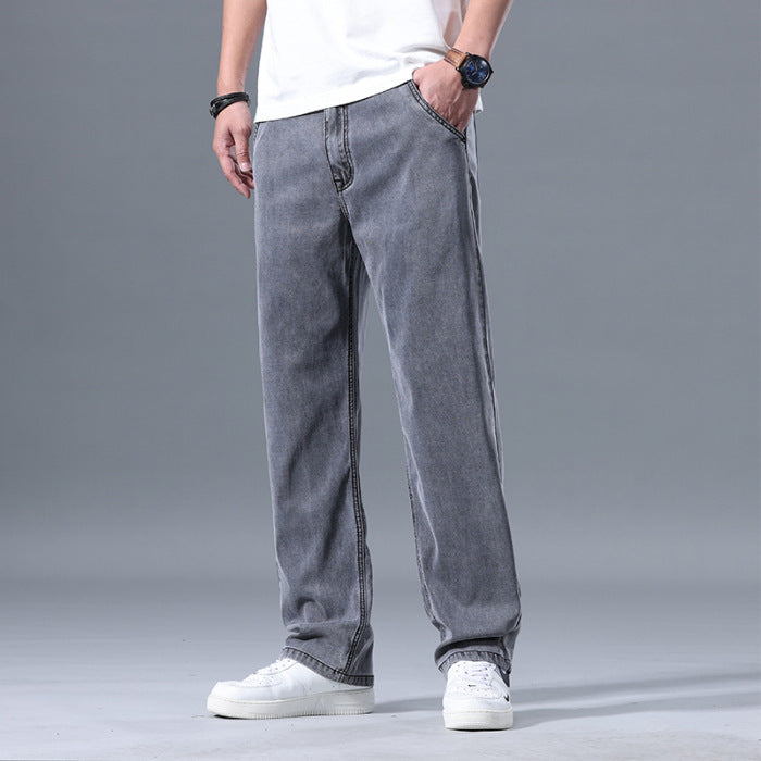 Image of Lyocell Jeans Men's Loose Straight Casual
