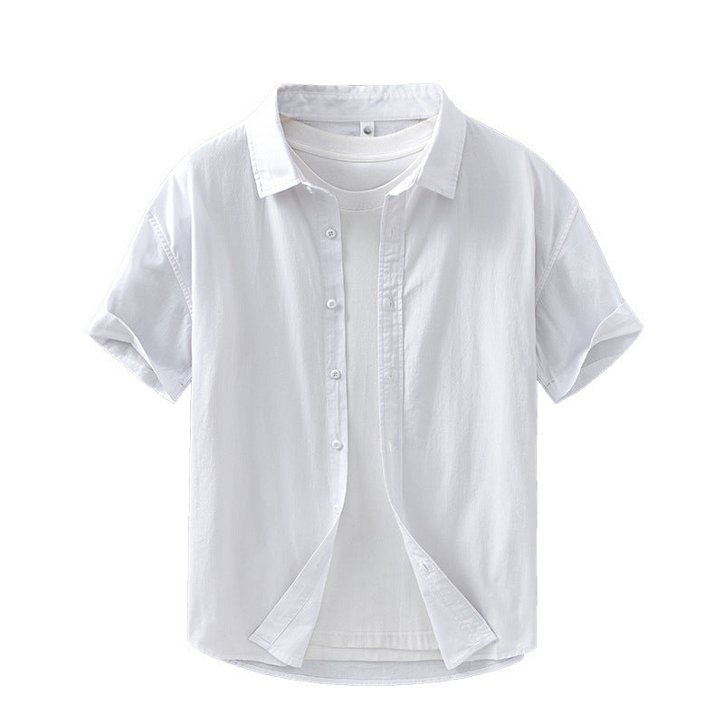 Image of Summer Menswear Casual Short-sleeved Cotton Shirt