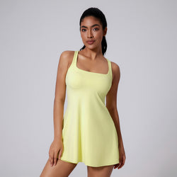 Image of Anti-exposure Base Outdoor Running Fitness Two-piece Set Nude Feel Sports Dress