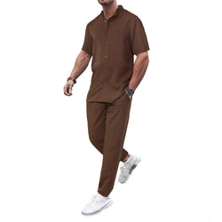 Image of European And American Men's Casual Short-sleeved Two-piece Suit